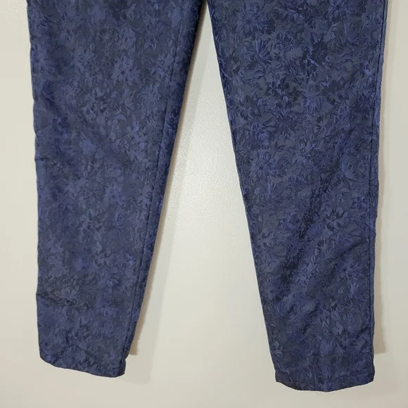 MAXMARA navy damask jacquard silk blend high rise dress pant trousers